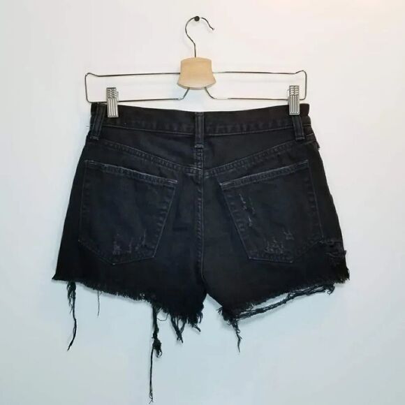 We The FREE PEOPLE Black Sofia Distressed High Waist Jean Shorts Size 30 - Picture 7 of 14